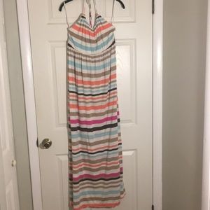 Banana Republic Striped Halter Neck Maxi Dress